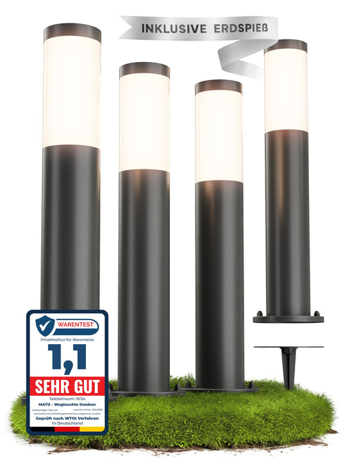 MATO 4er Set aussen Pollerleuchten Edelstahl E27 50cm IP44