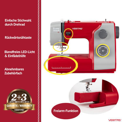 VERITAS Power Stitch 17 Mechanische Nähmaschine Einfädelhilfe