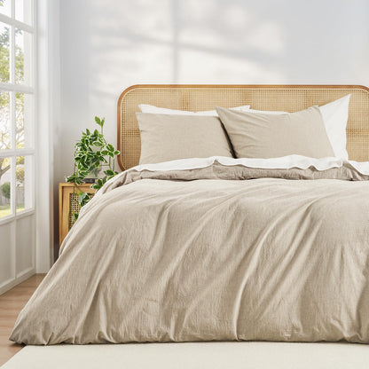 Duvetnova Bettwäsche-Set 135x200 Baumwolle beige, 4-teilig