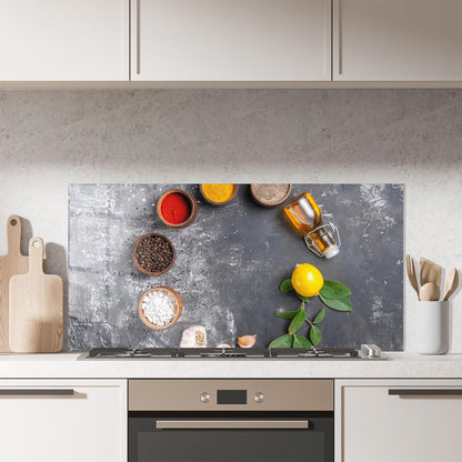 ARTHUB® Küchenrückwand Glas ESG 60x120 cm - Lebensmittel Gewürze