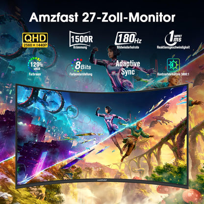 Amzfast AMZG27C1Q Curved Gaming Monitor – 27" QHD 180Hz