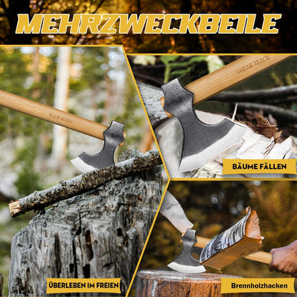 Dream Reach Wikingeraxt Set, 2-teilig, handgeschmiedet mit Holzgriff