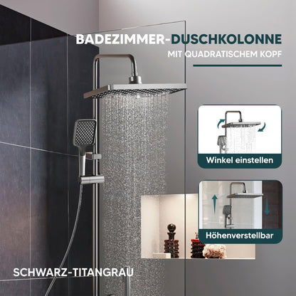 INEX EUROPA Quadratische Regendusche mit Armatur Edelstahl