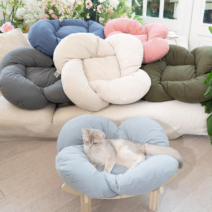 CheerPals Katzenbett Blumenform, erhöhtes Katzensofa aus Birke, 55 cm