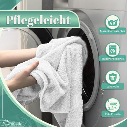 NatureMark Handtücher Set 8-teilig – 100% Baumwolle, 50×100 cm, Weiss