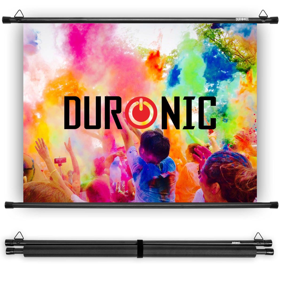 Duronic BPS50 Projektionsleinwand 4:3 Hängeleinwand 50 Zoll, mattweisse Projektionsfläche, Wandmontage