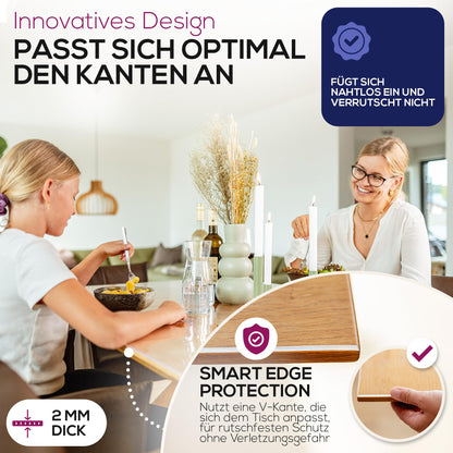 BEAUTEX Tischfolie glasklar 2 mm, 90 x 180 cm, abgeschrägte Kante