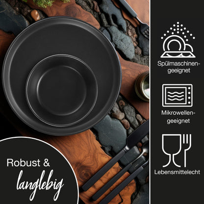 Moritz & Moritz NORDIC Geschirrset 6P Schwarz - 18-teilig Steingut