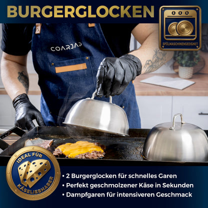COARJAP Smash Burger Set 7-teilig, Edelstahl 304 mit Burgerpresse