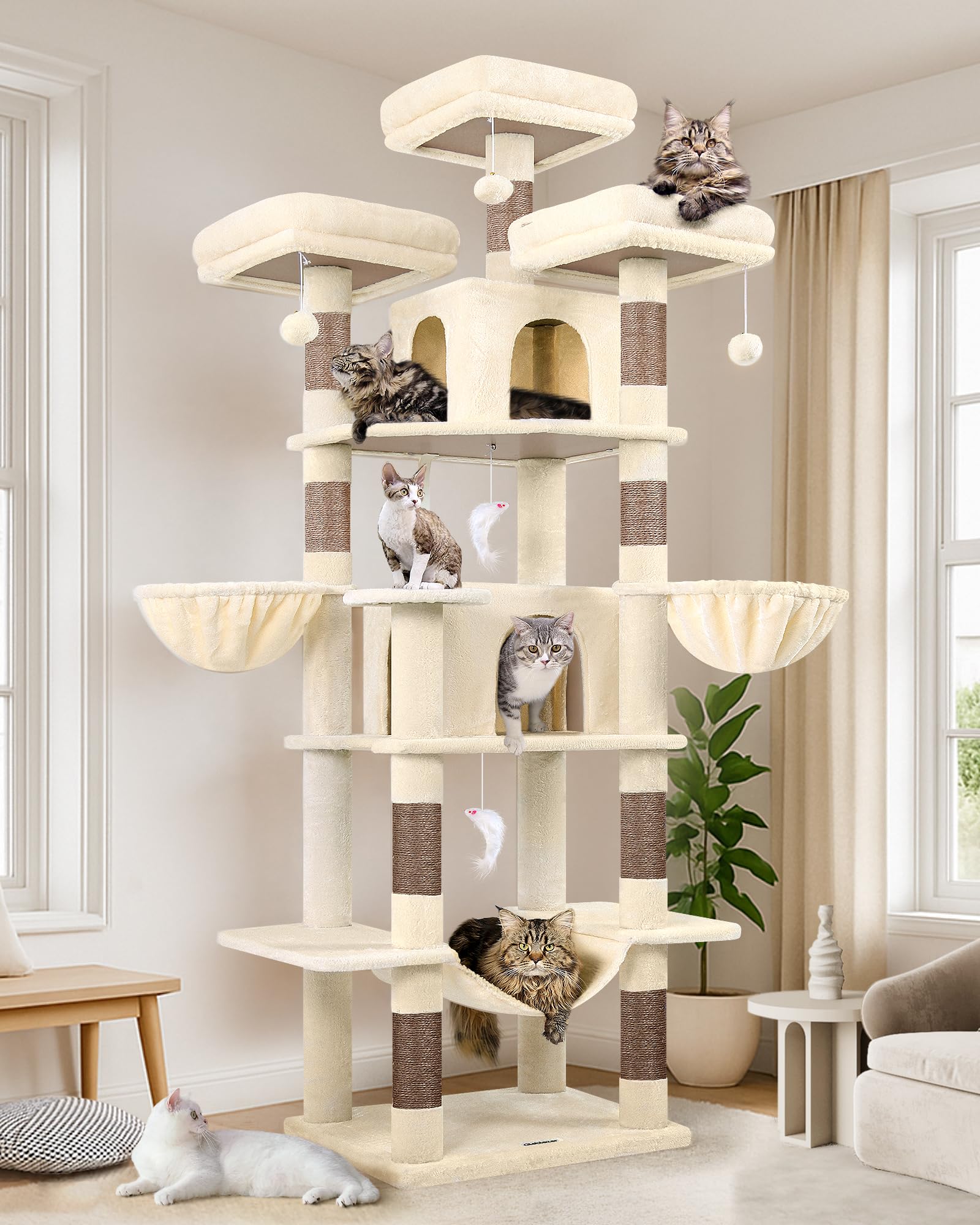 Globlazer Kratzbaum F80 XXL, 204 cm hoch, Beige, für 3-5 Katzen