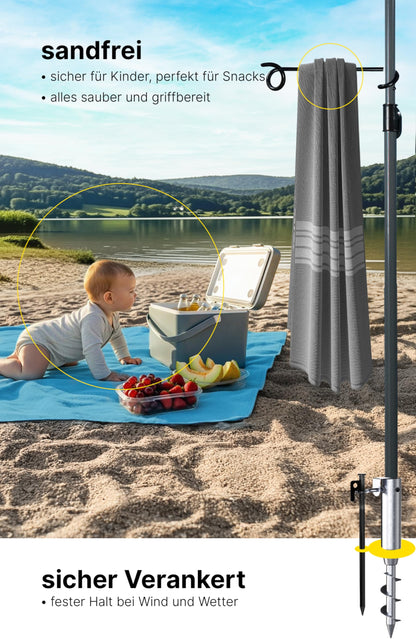 4smile Sonnenschirm Strand 6er-Set Türkis - UV50+ Schutz