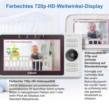 Vtech VM901-1W Smart Babyphone, WiFi-Kamera & 5 Zoll HD Display