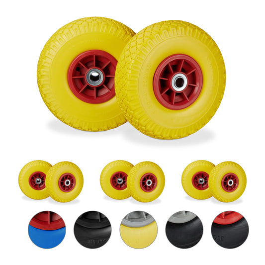 Relaxdays Sackkarrenrad Vollgummi 8er Set - 3.00-4 Zoll, 20mm Achse. Schwarze Vollgummiräder, als Ersatzteil für Sackkarren.