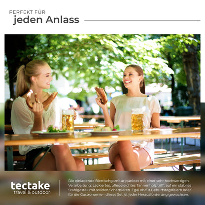 tectake Bierzeltgarnitur Klappbar Set - Tisch & 2 Bänke