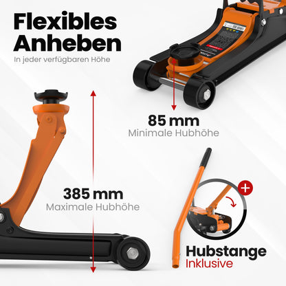 Rangierwagenheber 2,5T extra flach – Hydraulisch Orange