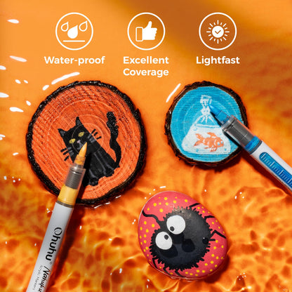 Ohuhu Acrylstifte Set 48 Farben, wasserfest, Pinselspitze 1-5 mm