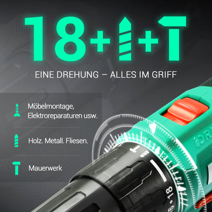 DCA Akku-Schlagbohrmaschine Set 20V, 40 Nm, 13 mm Bohrfutter