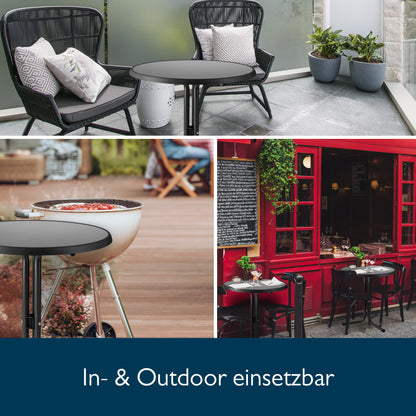 Beautissu Bistroni Bistrotisch rund Ø 80 cm klappbar schwarz