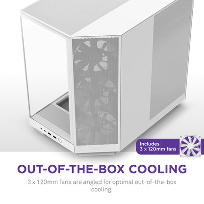 NZXT H6 Flow Dual-Kammer Panorama Glas PC Gehäuse - Weiss