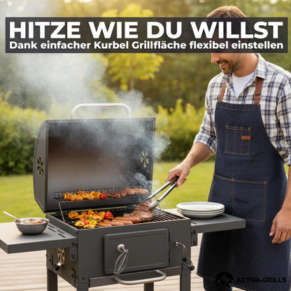 ACTIVA Holzkohlegrill Angular Smart mit Deckel und Thermometer