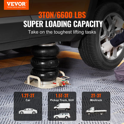VEVOR Pneumatischer Wagenheber 3t - Dreifachbeutel Weiss