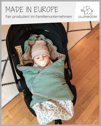 ULLENBOOM Einschlagdecke für Babyschale Kindersitz - Floral-Grün