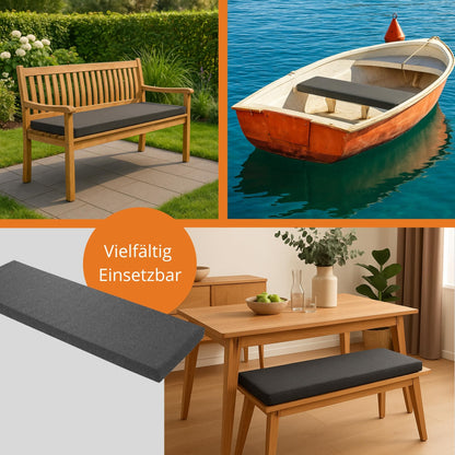 sleepling Bankauflage 200x40 cm, Sitzkissen Outdoor, dunkelgrau