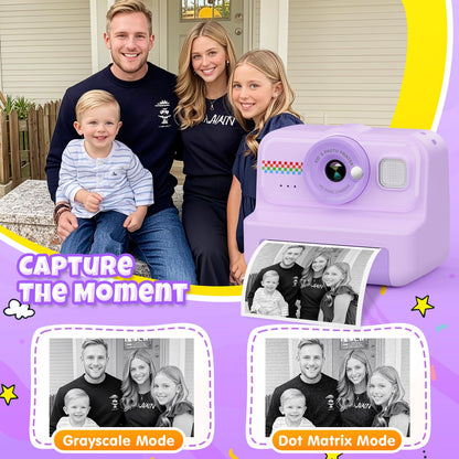 HiMont Kinderkamera Sofortbildkamera KC02 mit 32GB Karte, Violett