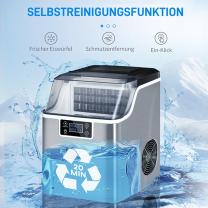 HOMCOM Eiswürfelbereiter - Edelstahl, Silber, Selbstreinigend