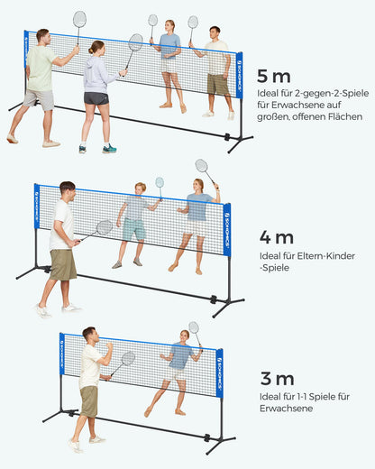 SONGMICS Badmintonnetz Volleyballnetz 5 m höhenverstellbar blau