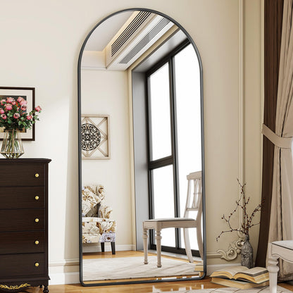 Koonmi Gewölbt 76x171cm, Runde Ecken Ganzkörperspiegel Stehend - Schwarz