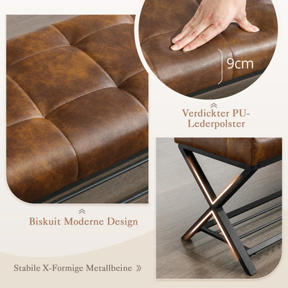 LUE BONA 113cm Schuhbank Sitzbank Flur - Gelblich Braun