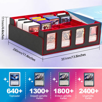 UAONO Kartenaufbewahrungsbox mit Commander-Display, schwarz-rot