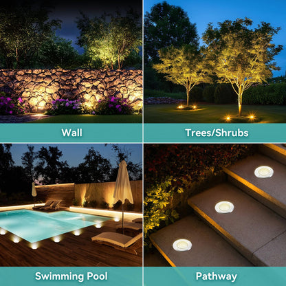 Goodia 4er Set Bodeneinbaustrahler Aussen GU10 IP67 Schwenkbar Rund