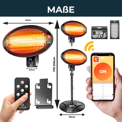 KESSER Infrarot Heizstrahler Outdoor/Indoor 2000W Schwarz