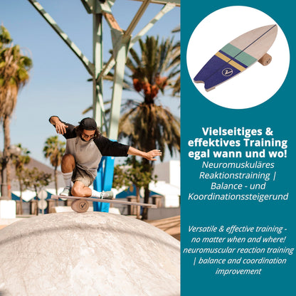 valuents Balance Board Surfboard Holz inkl. Rolle
