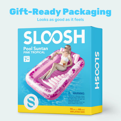 Sloosh Tanning Pool – aufblasbare Sonnenliege mit Kissen, rosa