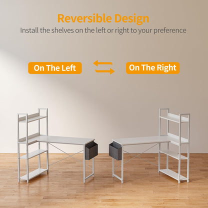 CubiCubi Eckschreibtisch Homeoffice mit Regal 120cm – Weiss