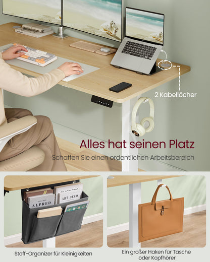 SONGMICS höhenverstellbarer Schreibtisch elektrisch, 160 x 70 cm