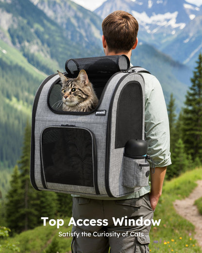 pecute Haustier-Rucksack XL für Katzen und Hunde, faltbar, grau