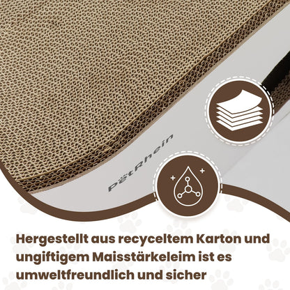 PetRhein Kratzbrett 3-in-1 Katzenhöhle mit Kratzmatte und Katzenbett