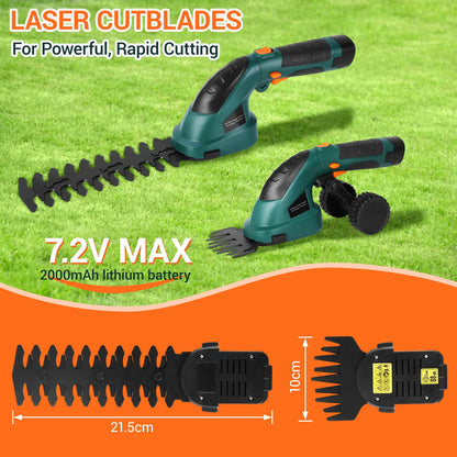 LIFERUN Akku Grasschere 2-in-1 Strauchschere mit Teleskopstiel, Grün
