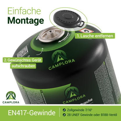 CAMPLORA 12x 450g Schraubkartuschen Propan Butan Weber Q100/1000