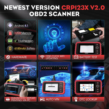 LAUNCH CRP123X V2.0 OBD2 Diagnosegerät für Motor, Getriebe, ABS, SRS