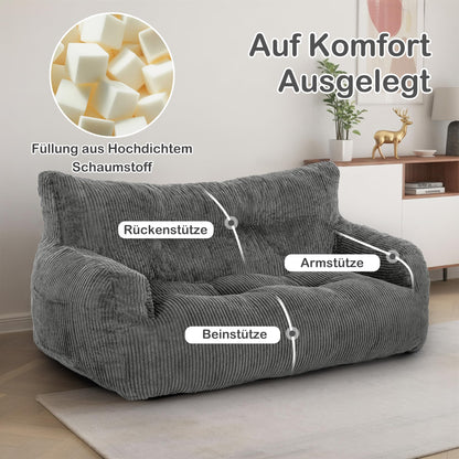 Pamapic Sitzsack Doppel-Loungesessel mit Füllung, ergonomisch, Grau