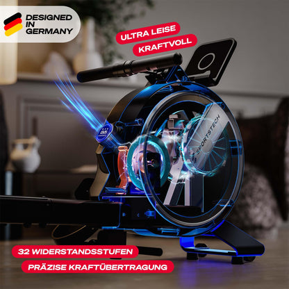Sportstech PROwer Rudergerät – 32 Stufen Magnetwiderstand