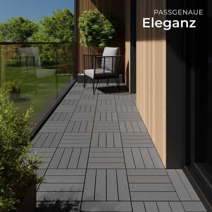 tectake WPC Klickfliesen Tegulas, Holzoptik, grau, 22er Set, 31x31 cm