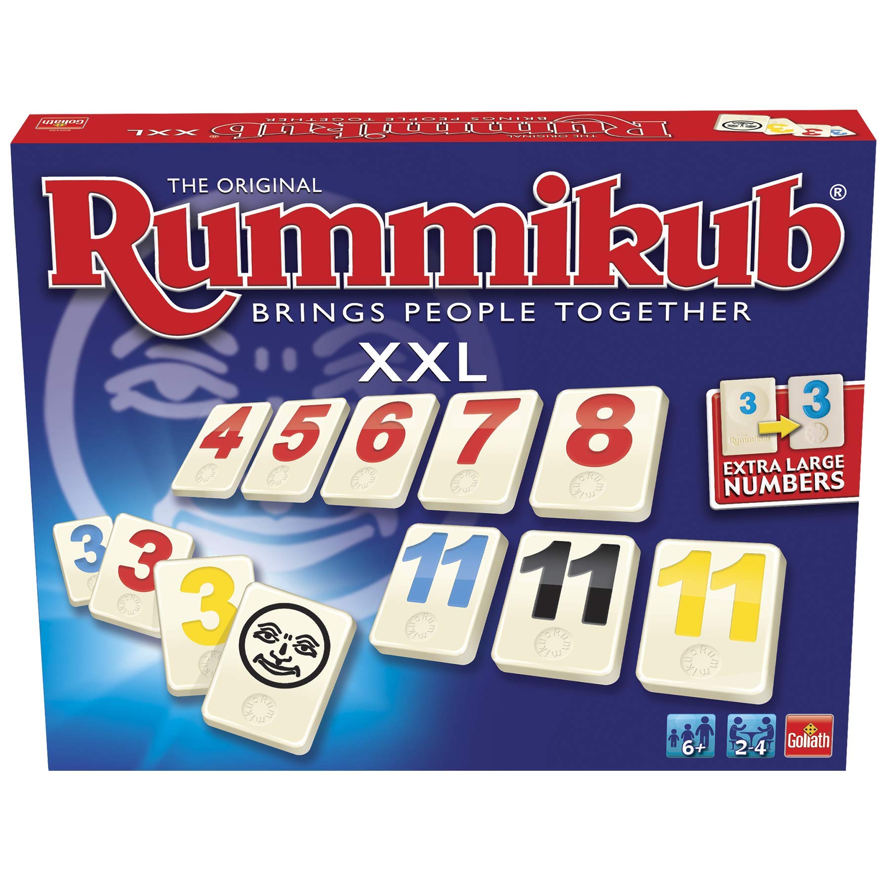 Goliath Rummikub XXL – Zahlenspiel mit extra grossen Zahlen, Spielsteine in vier Farben