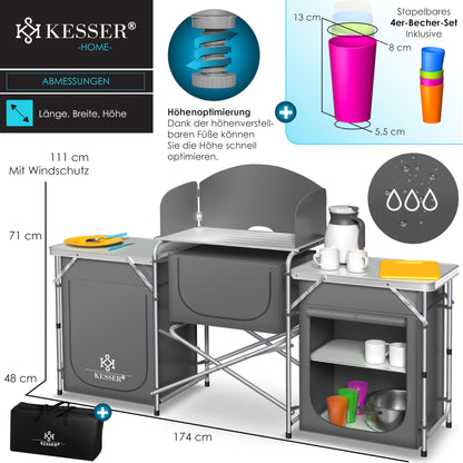 KESSER Outdoor Campingküche Campingschrank – Typ Big Grau