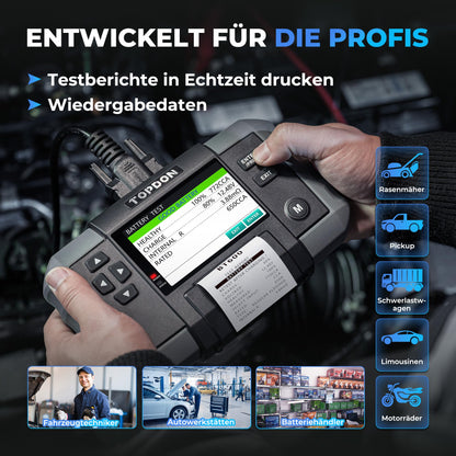 TOPDON BT600 Digitaler KFZ Batterietester 12V 24V mit Drucker